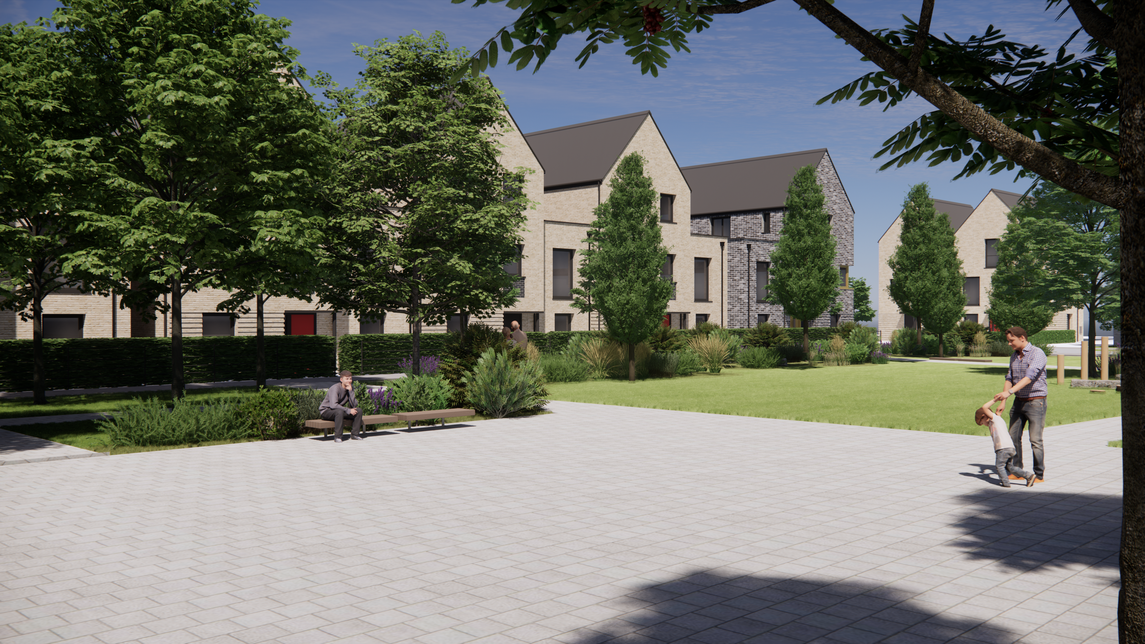 Townhouses across the park