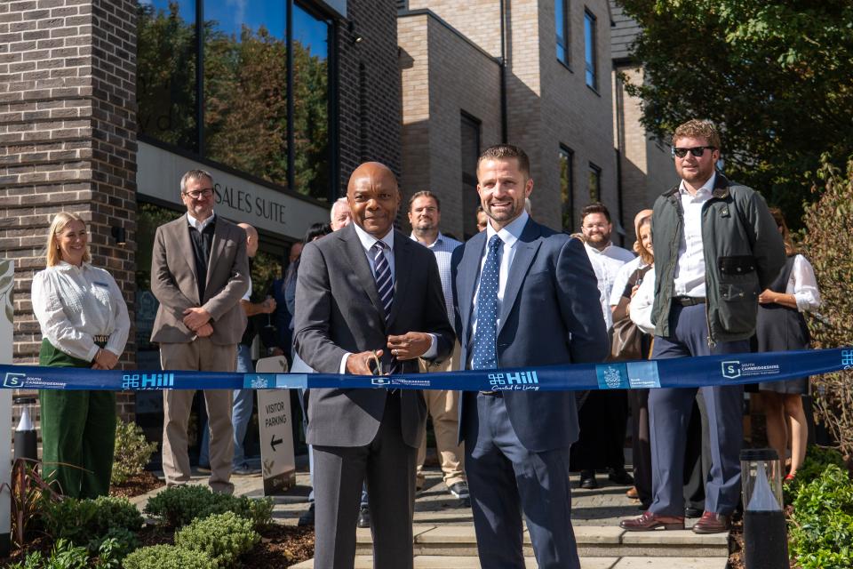 Ribbon cutting at Cambium Square
